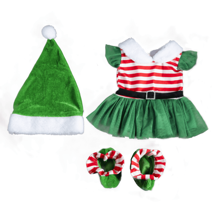 Bambina elfo di Natale con cappello e scarpe (40 cm)