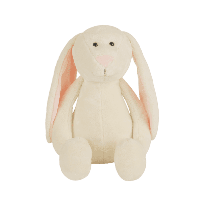 Coniglietto Flopsy color crema con orecchie rosa (40 cm)
