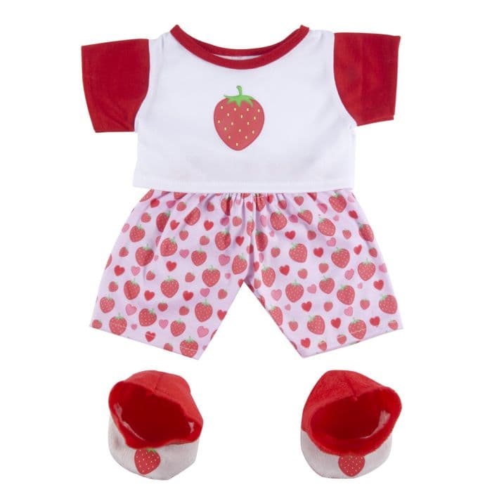 Pigiama con fragole e pantofole (40 cm)